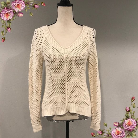 Roxy Sweaters - Open knit v-neck long sleeve sweater